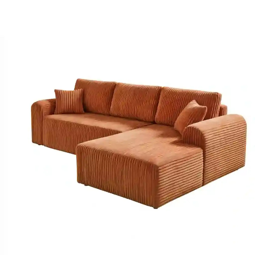 Sofá con asiento alargado y respaldo de cojines - naranja
