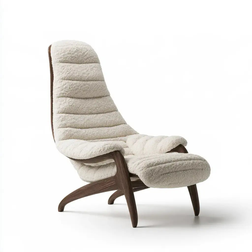 Sillón con respaldo alto y cojines segmentados - beige/marrón