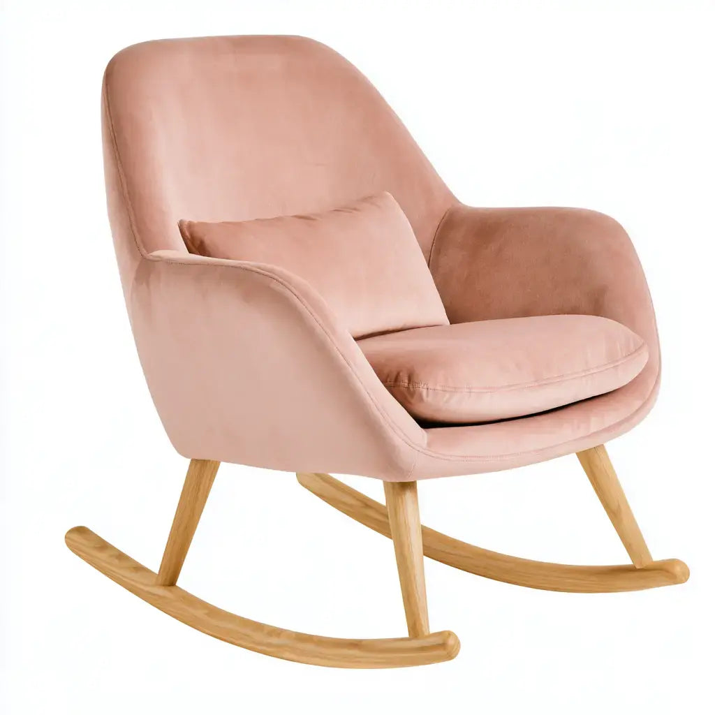 Mecedora con asiento envolvente y cojín liso - rosa/beige