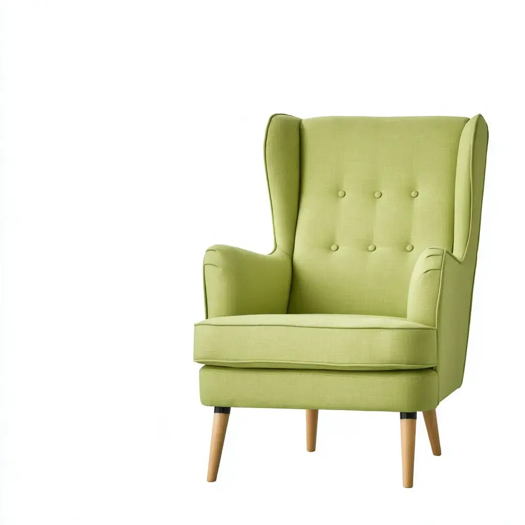 Sillón orejero con respaldo de botones - verde