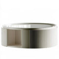 Mesa de centro redonda con lateral estriado - gris