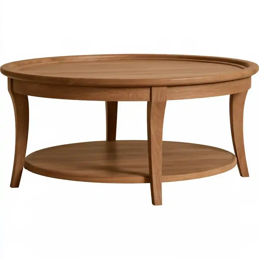Mesa de centro ovalada con estante inferior - marrón