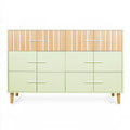 Cómoda con cajones anchos y paneles superiores - verde/beige