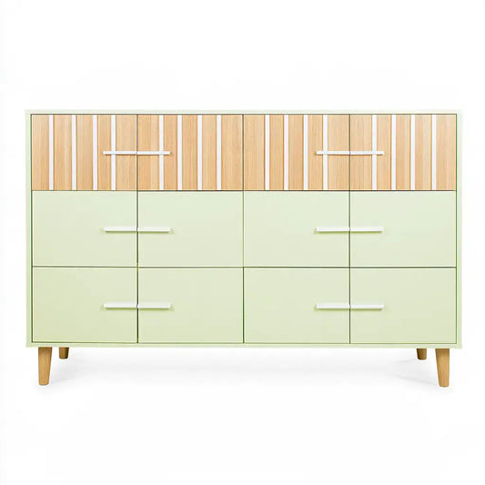 Cómoda con cajones anchos y paneles superiores - verde/beige